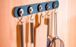 Silwy Magnete Barra Di Metallo Con Rivestimento In Pelle 50 Cm Nero