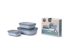 Mepal Multi Bowl Set Cirqula Rettangolare Poco Profondo 3 Pezzi Blu Nordico