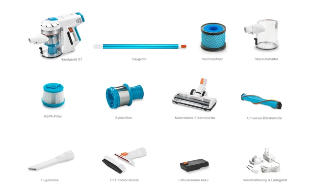 Invictus X7 Set Di Aspirapolvere A Batteria 14 Pezzi Turchese / Bianco 3 Invictus X7 Set Di Aspirapolvere A Batteria 14 Pezzi Turchese / Bianco - immagine 3