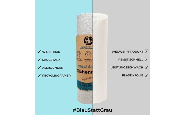 Cincillà Rotolo Da Cucina Lavabile Legno Cellulosa E Cotone Grigio 5 Cincillà Rotolo Da Cucina Lavabile Legno Cellulosa E Cotone Grigio - immagine 5