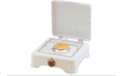 Fornello A Gas GOK 1 Bruciatore 50 Mbar 2,7 KW Attacco Bianco RST8 Griglia In Acciaio Inox